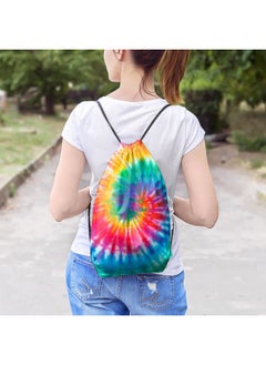 Saintrygo Saintrygo 6 Pieces Tie Dye Cotton Drawstring Bags Drawstring Tote Backpack Items to Tie Dye DIY Birthday Party Favor Bags (White)  - Image 4