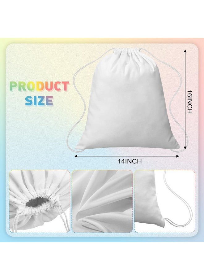 Saintrygo Saintrygo 6 Pieces Tie Dye Cotton Drawstring Bags Drawstring Tote Backpack Items to Tie Dye DIY Birthday Party Favor Bags (White)  - Image 2