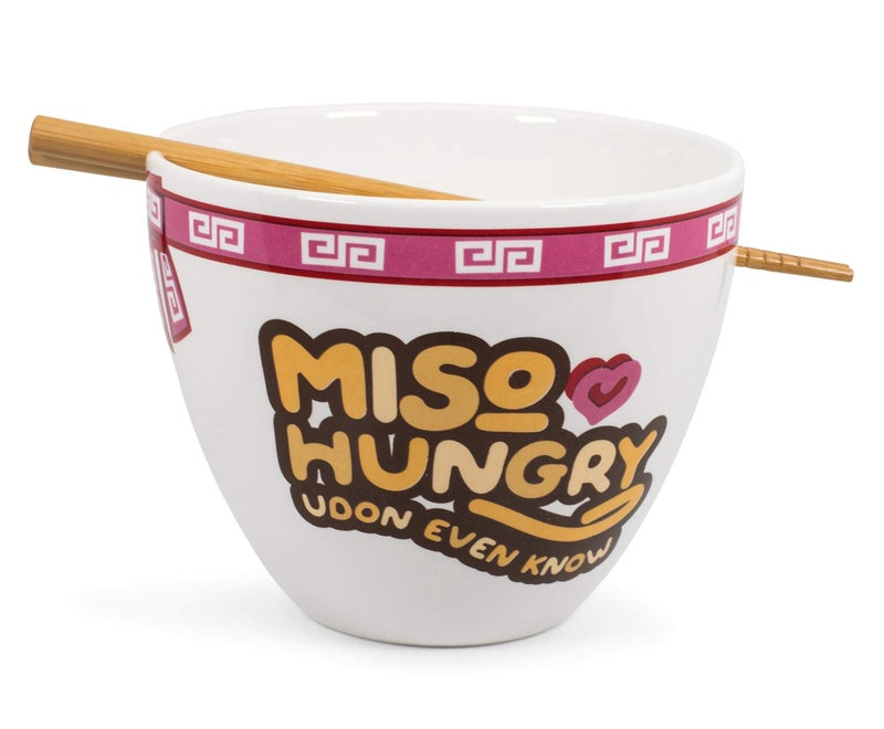 Toynk Miso Hungry Japanese Dinnerware Set  16Ounce Ramen Bowl and Chopsticks
