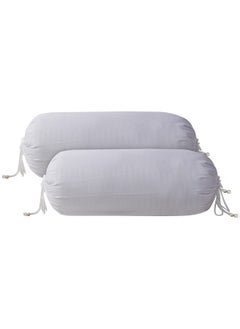 Kuber Industries Kuber Industries Linning Design Cotton Bolster Cover- Set of 2, 16"x32" (White)-44KM0165  - Image 1