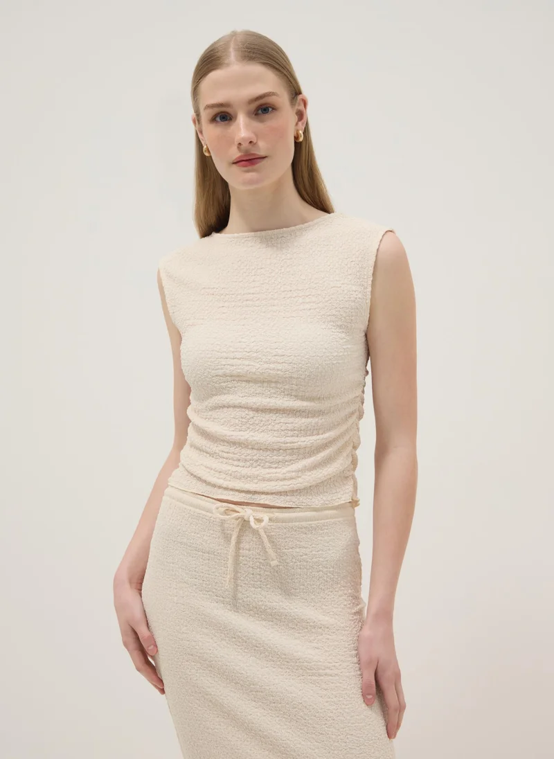 Ovs  OVS Beige Stretch Tank Top With Textured Finish for Women | Best Price UAE