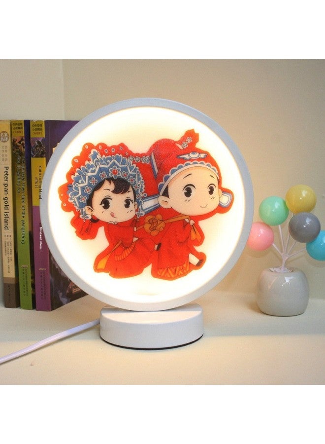 Nordic Creative Ring Led Lamp Stepless Dimming Night Light Energy-saving Eye Protection Dormitory Fill Light Diy Handmade-Specification:20cm-white Circle-wedding Couple-【usb Interface】 Warm Light 【m  - Image 1