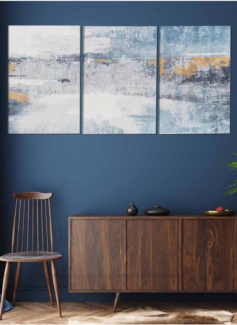 LOWHA Set Of 3 Framed Canvas Wall Arts Stretched Over Wooden Frame Triptych Abstract Paintings For Home Living Room Office Decor  - Image 2