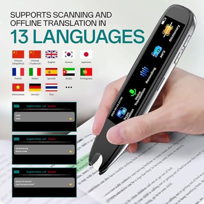 rayihni TRANSLATOR PEN, TRANSLATION PEN FOR DYSLEXIA, TRADUCTOR DE VOZ INSTANTANEO, TEXT EXTRACT PEN, SCAN READER PEN, PEN SCANNER FOR DYSLEXIA TRAVEL AND LEARNING - Image 2