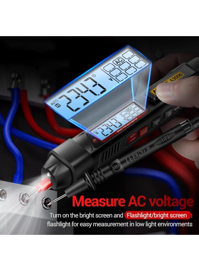 LuckyNov Pen Type Digital Multimeter, A3006 Pen Type Digital Multimeter, 4000 Count Ac/Dc Voltage Tester, Zero Wire Detector, Resistance, Capacitance, And Diode Testing, Electric Tool - Image 5