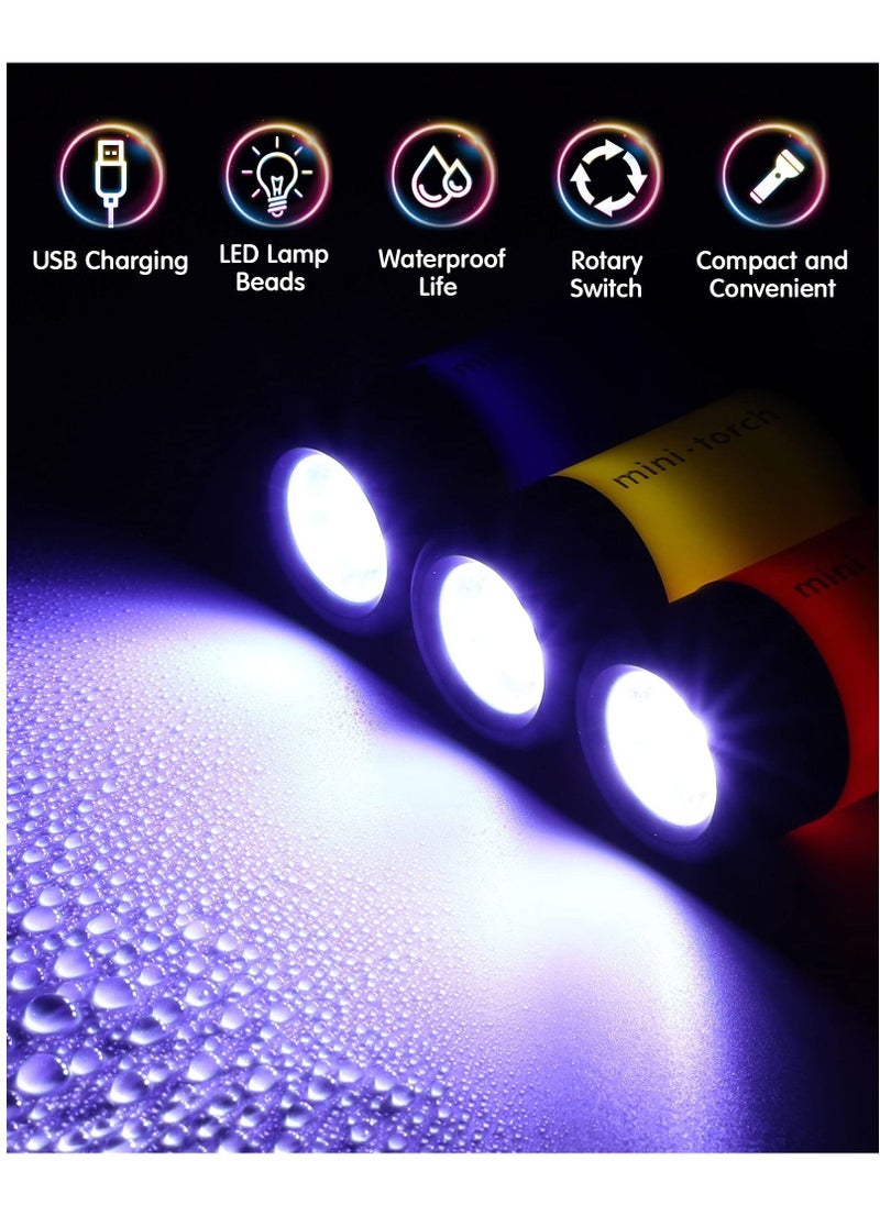 Generic - 12 Pieces Mini Keychain Flashlight USB Torch Rechargeable Colorful LED Flashlight High-Powered Keychain Lamp - Image 1