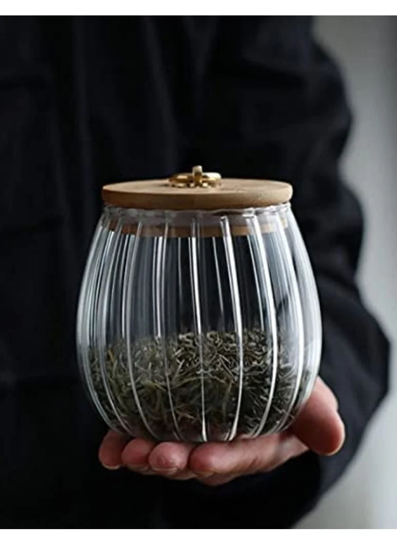 1Chase Borosilicate Glass Storage Jars With Airtight Bamboo Lid And Metal Handle, Set of 2 (Oval & Conical) 600/700ML