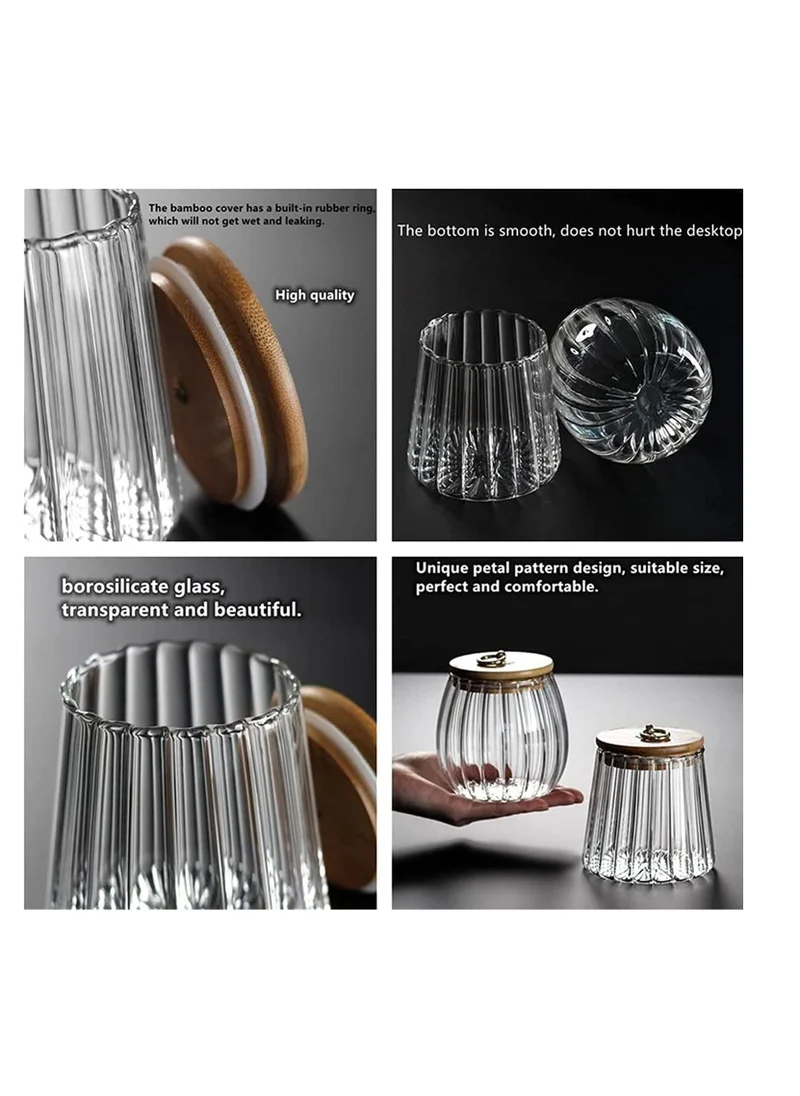 1Chase Borosilicate Glass Storage Jars With Airtight Bamboo Lid And Metal Handle, Set of 2 (Oval & Conical) 600/700ML