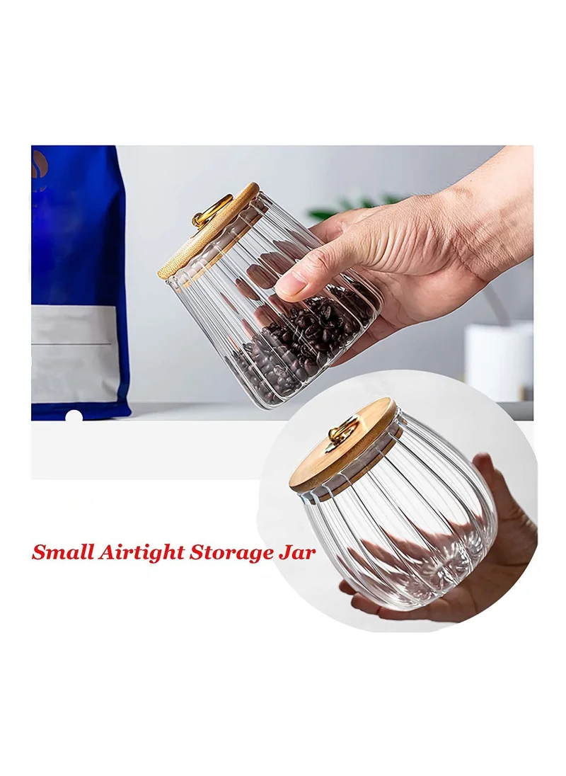 1Chase Borosilicate Glass Storage Jars With Airtight Bamboo Lid And Metal Handle, Set of 2 (Oval & Conical) 600/700ML