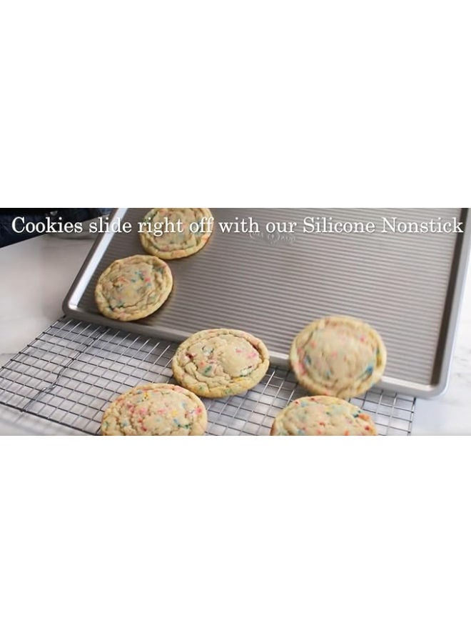 USA Pan Bakeware Cookie Sheet, Large, Warp Resistant Nonstick Baking Pan -Silver - Image 2