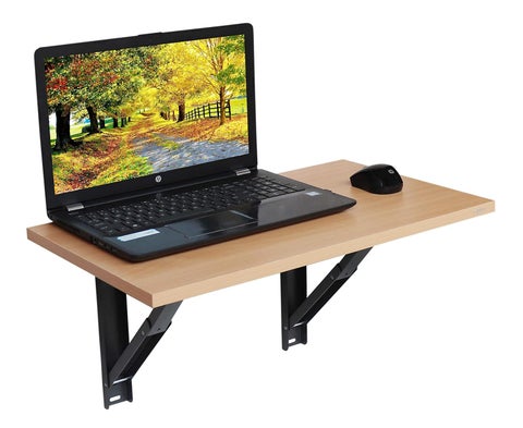 Captiver Minielara Engineered Wood Wall Mounted Foldable Study Table Beech Matte Students Laptop Router Stand Printer Furniture Portronics Platform