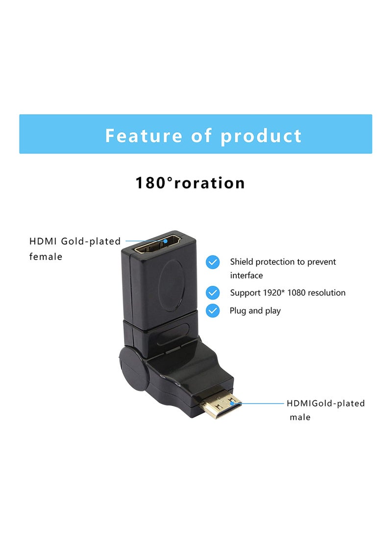 KASTWAVE HDMI Adapter, Mini HDMI to HDMI Adapter, 90-360 Degree Rotating, Mini HDMI Male to HDMI Female Converter Gold Plated 3D 2K, for Camera, Camcorder  - Image 5