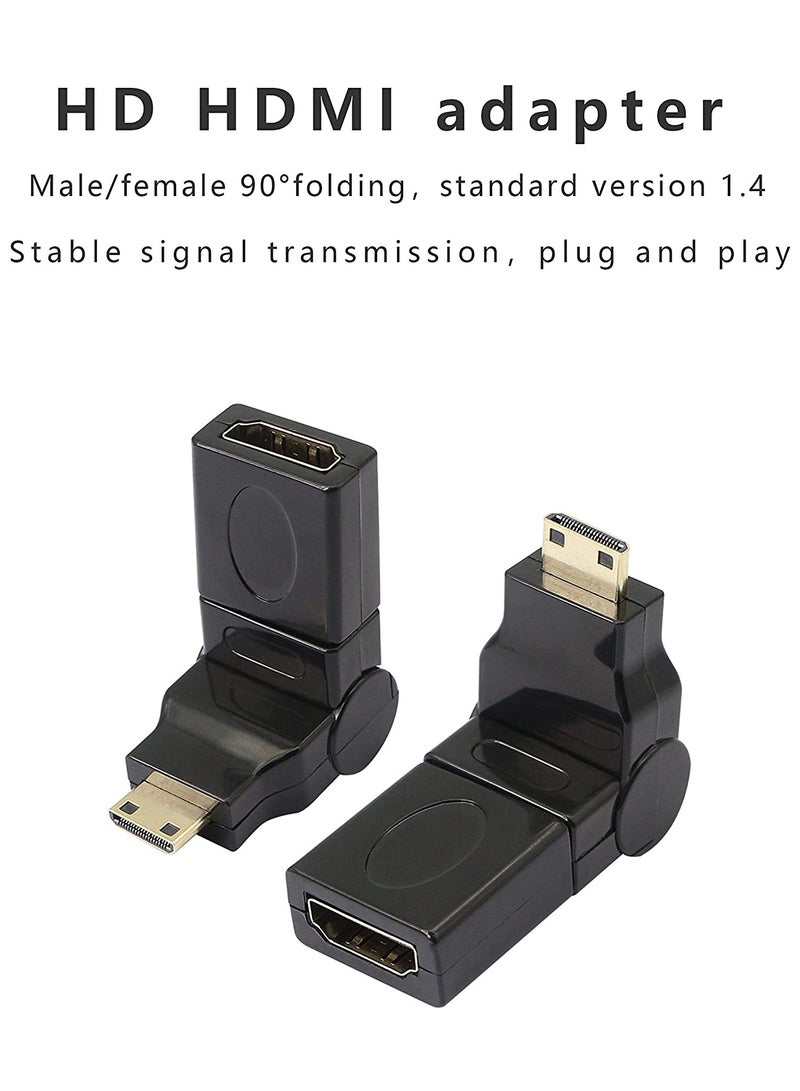 KASTWAVE HDMI Adapter, Mini HDMI to HDMI Adapter, 90-360 Degree Rotating, Mini HDMI Male to HDMI Female Converter Gold Plated 3D 2K, for Camera, Camcorder  - Image 4