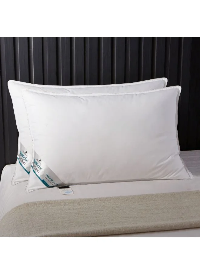 Donetella Bed Pillow, 2 Pieces, 1000 Gram, Size 50x75 cm, Luxury Down Alternative Filling, Soft Brushed Microfiber, Anti-Allergy, White, Pack of 2