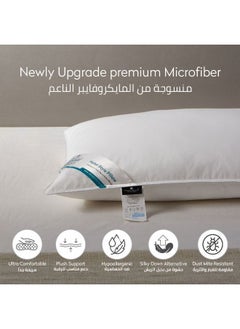 Donetella Bed Pillow, 2 Pieces, 1000 Gram, Size 50x75 cm, Luxury Down Alternative Filling, Soft Brushed Microfiber, Anti-Allergy, White, Pack of 2  - Image 4