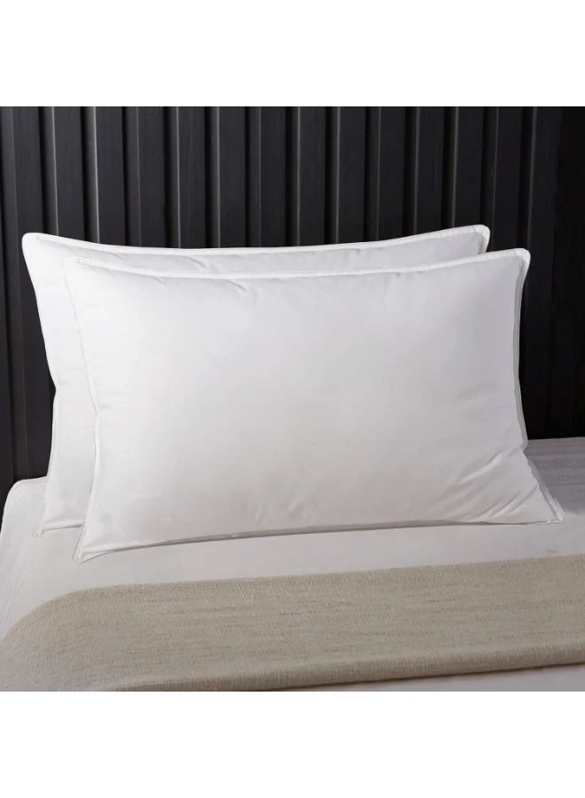 Donetella Bed Pillow, 2 Pieces, 1000 Gram, Size 50x75 cm, Luxury Down Alternative Filling, Soft Brushed Microfiber, Anti-Allergy, White, Pack of 2
