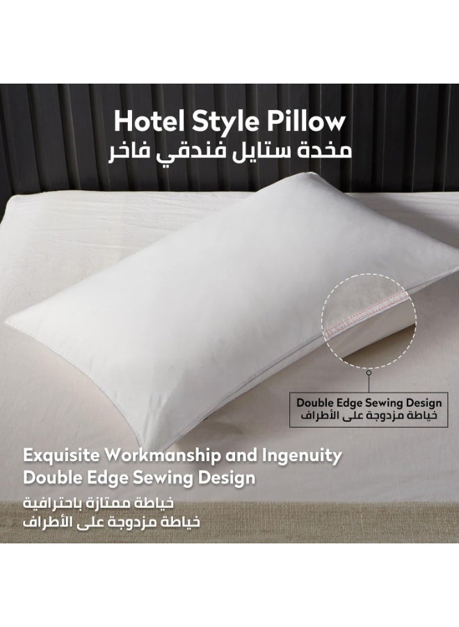 Donetella Bed Pillow, 2 Pieces, 1000 Gram, Size 50x75 cm, Luxury Down Alternative Filling, Soft Brushed Microfiber, Anti-Allergy, White, Pack of 2 - Image 3