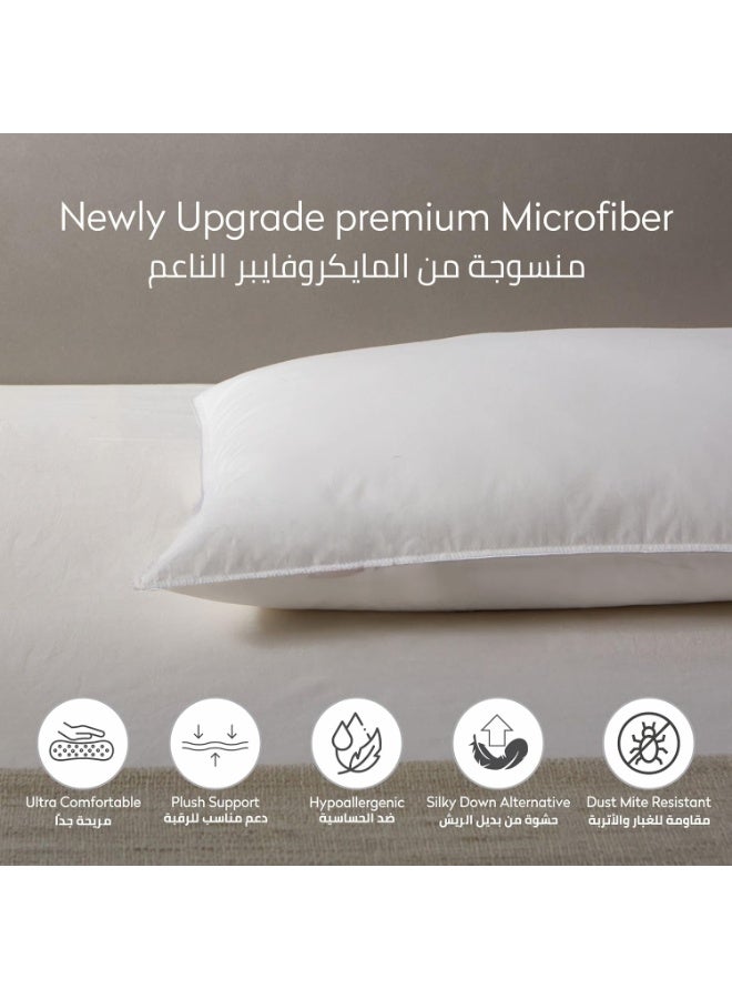Donetella Bed Pillow, 2 Pieces, 1000 Gram, Size 50x75 cm, Luxury Down Alternative Filling, Soft Brushed Microfiber, Anti-Allergy, White, Pack of 2 - Image 4