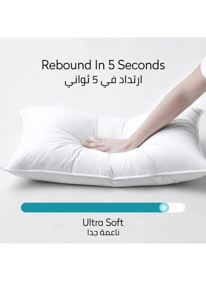 Donetella Bed Pillow, 2 Pieces, 1000 Gram, Size 50x75 cm, Luxury Down Alternative Filling, Soft Brushed Microfiber, Anti-Allergy, White, Pack of 2 - Image 5
