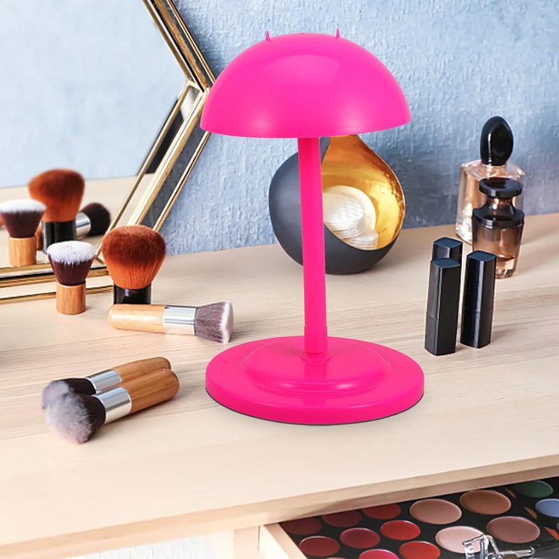 Adjustable Wig Display Holder Stand Portable Wig Rack with Height Support for Salon and Travel Use in Rose Red - Image 3
