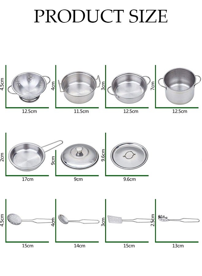 DUNISO 24 Pcs Stainless steel kitchen playset, children's mini pretend cooking utensils, with cooking utensils, apron and chef's hat, suitable for boys and girls aged 4 to 6 years old - Image 5