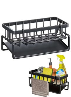 ELFSA Stainless steel dishwashing sponge holder، Dish Soap and Sponge Holder for Kitchen Accessories Storage, Black  - Image 1