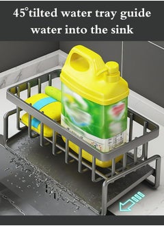 ELFSA Stainless steel dishwashing sponge holder، Dish Soap and Sponge Holder for Kitchen Accessories Storage, Black  - Image 2