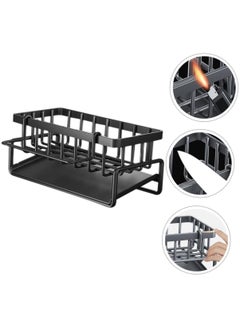 ELFSA Stainless steel dishwashing sponge holder، Dish Soap and Sponge Holder for Kitchen Accessories Storage, Black  - Image 4