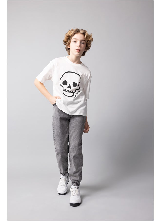 DeFacto - Boy Oversize Fit Crew Neck Knitted Short Sleeve T-Shirt - Image 1