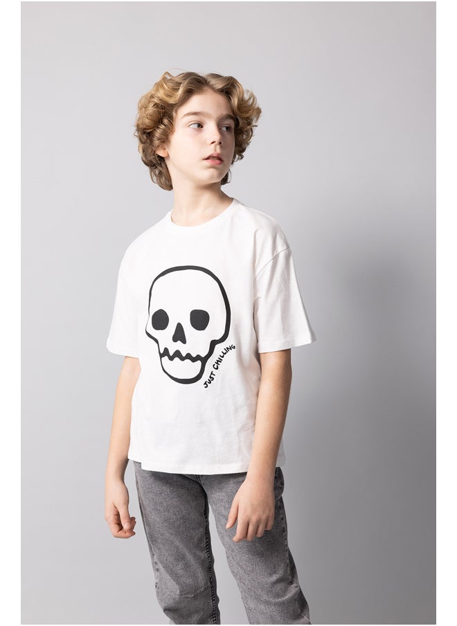 DeFacto - Boy Oversize Fit Crew Neck Knitted Short Sleeve T-Shirt - Image 1