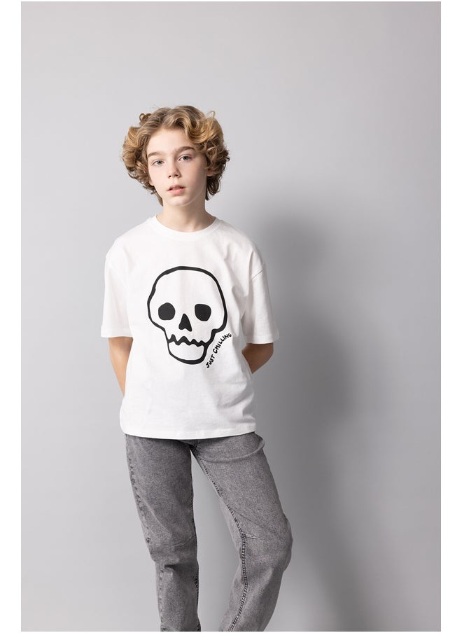 DeFacto - Boy Oversize Fit Crew Neck Knitted Short Sleeve T-Shirt - Image 1