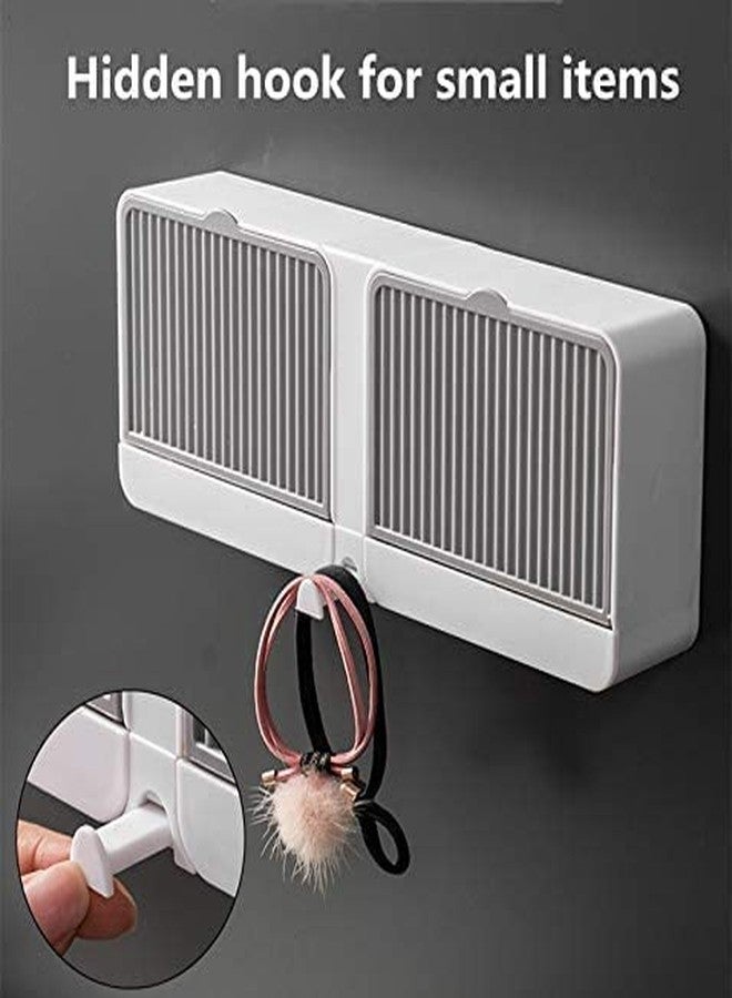 Wrixty Soap Holder Flip Lid Drain Soap Box Wall-Mounted Soap Dish with Drain Drawer Large Soap Dish Dish is Easy to Clean Home Kitchen Bathroom Double Compartment Storage - Image 5