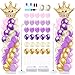 LaRandom 2 Sets Princess Balloon Column Stand Kit with Crown Exploding Star Foil Balloon Purple and Gold Balloons Arch Garland for Princess Birthday Wedding Baby Shower Decorations Party Supplies - Image 2