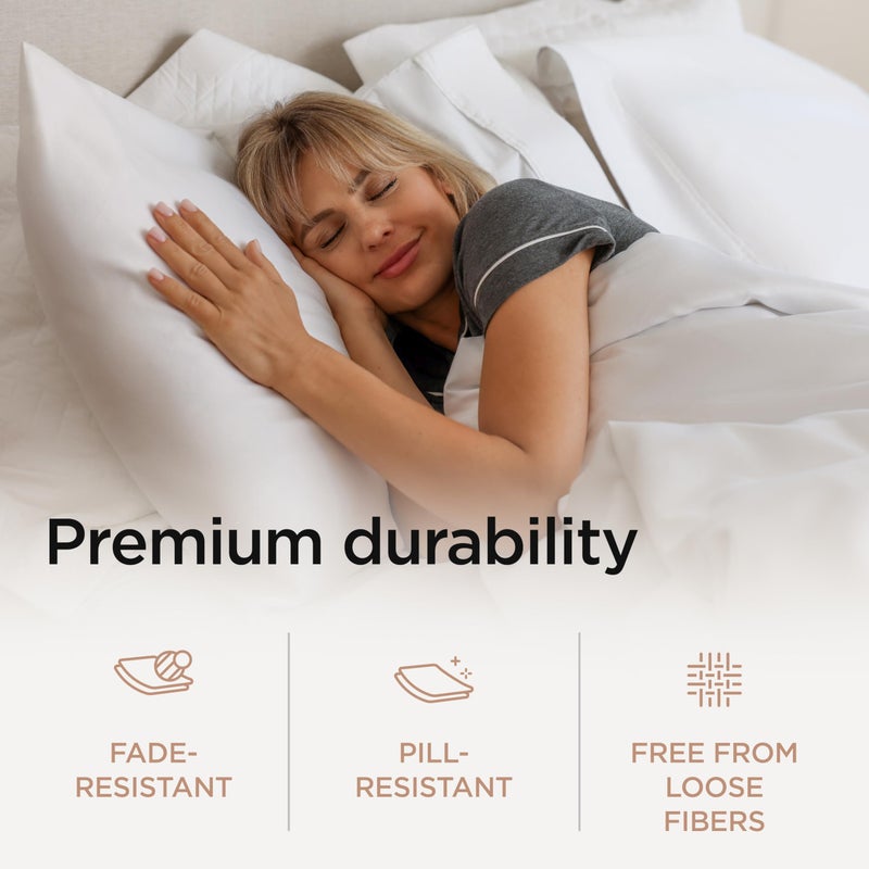 Threadmill 100% Supima Cotton Sheets King Size - 1200 Thread Count, 4Pc King Size Sheets Set, Smooth Sateen Weave King Sheets, Ultra Luxury Bed Sheets, 17" Deep Pocket King Sheet Set - White Sheets - Image 4