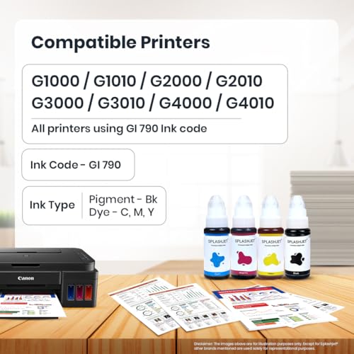 Splashjet 790 Compatible Refill Black Pigment Ink for Canon Pixma G2010, G2000, G1010, G1000, G6070, G5070, GM2070, G3010, G3000 Printer - (70g x 1 Color) Black Bottle - 501803 - Image 2