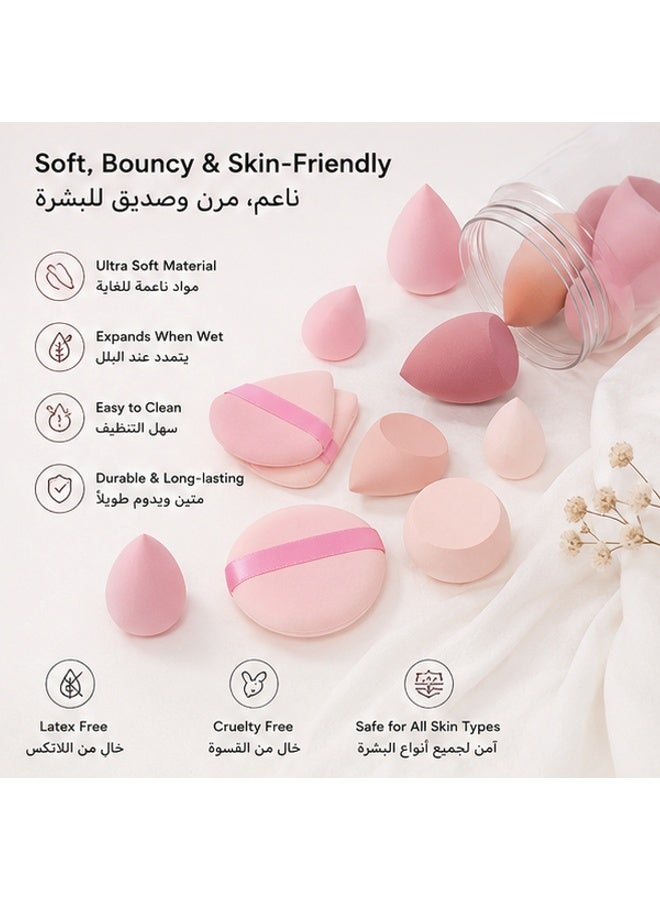 14 Pcs Latex Free Makeup Sponge Set, Multi Shape Beauty Blenders Powder Puffs with Reusable Storage Jar for Liquid Cream Powder Cosmetics - Image 2