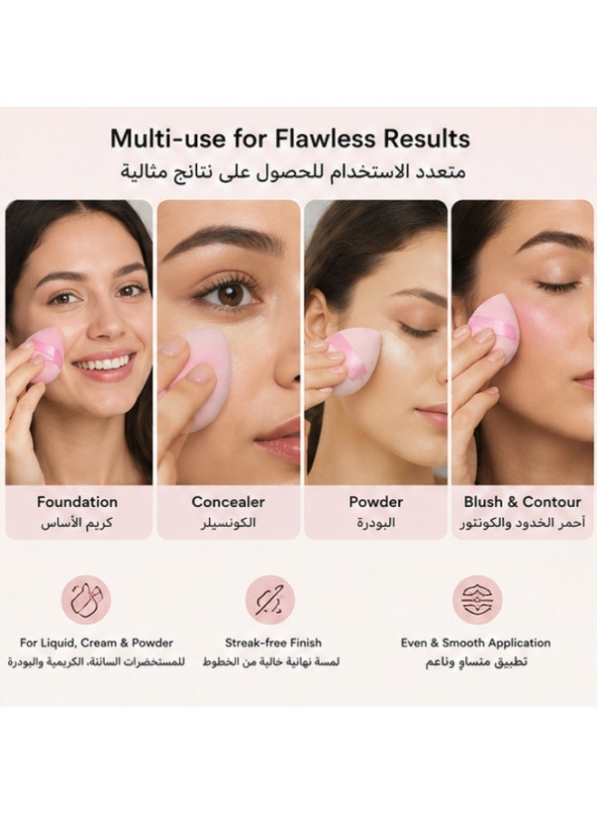 14 Pcs Latex Free Makeup Sponge Set, Multi Shape Beauty Blenders Powder Puffs with Reusable Storage Jar for Liquid Cream Powder Cosmetics - Image 3