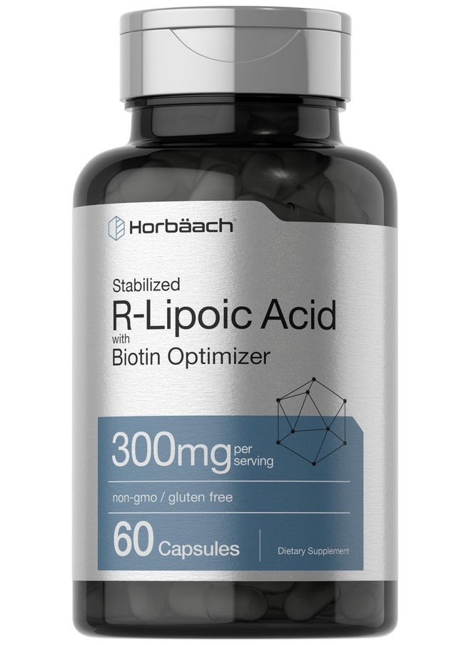 Horbaach Horbäach Stabilized R-Lipoic Acid 300mg | 60 Capsules | with Biotin Optimizer | Non-GMO, Gluten Free | Na-RALA Supplement 