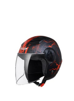 LS2 HELMET OF562 Airflow HALF Face Racing Helmet - Color: Snake Matt Black Red