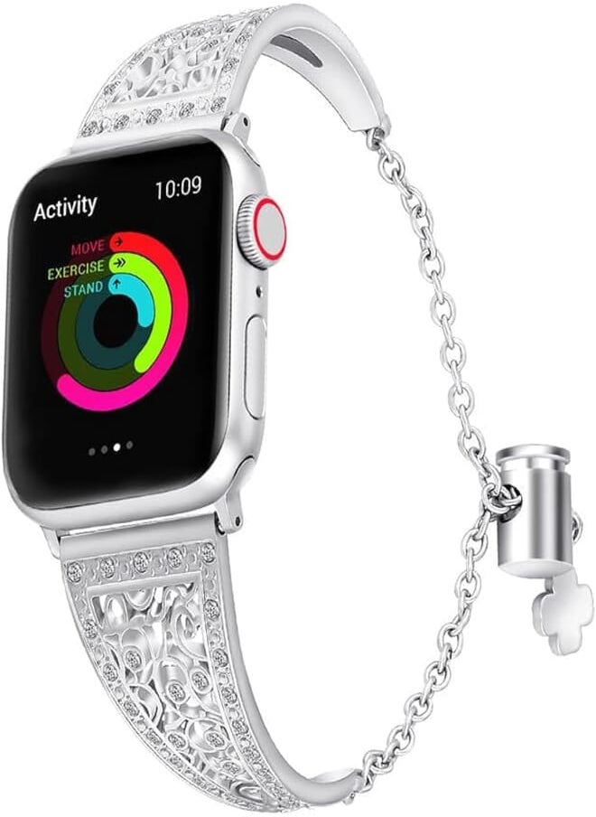 Izone - IZONE Apple Watch Stainless Steel Matte Strap for Apple Watch Series 2,3,4,5,6,7,8,9,Ultra (42mm/44mm/45mm/49mm, Silver) - Image 1