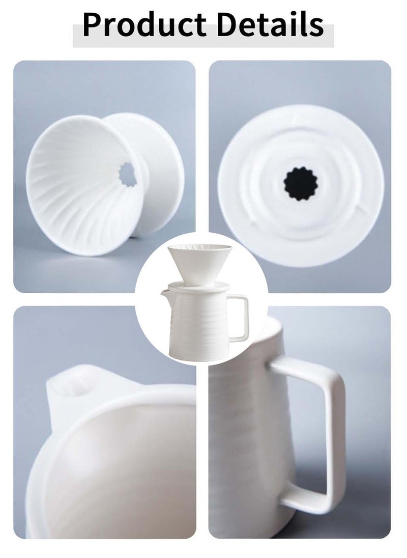LEOKOR V60 Pour Over Coffee Maker Coffee Server with Glass Coffee Drip Set Coffee Filter 1-2 Cup Home Filter Coffee Maker 500ML White  - Image 4