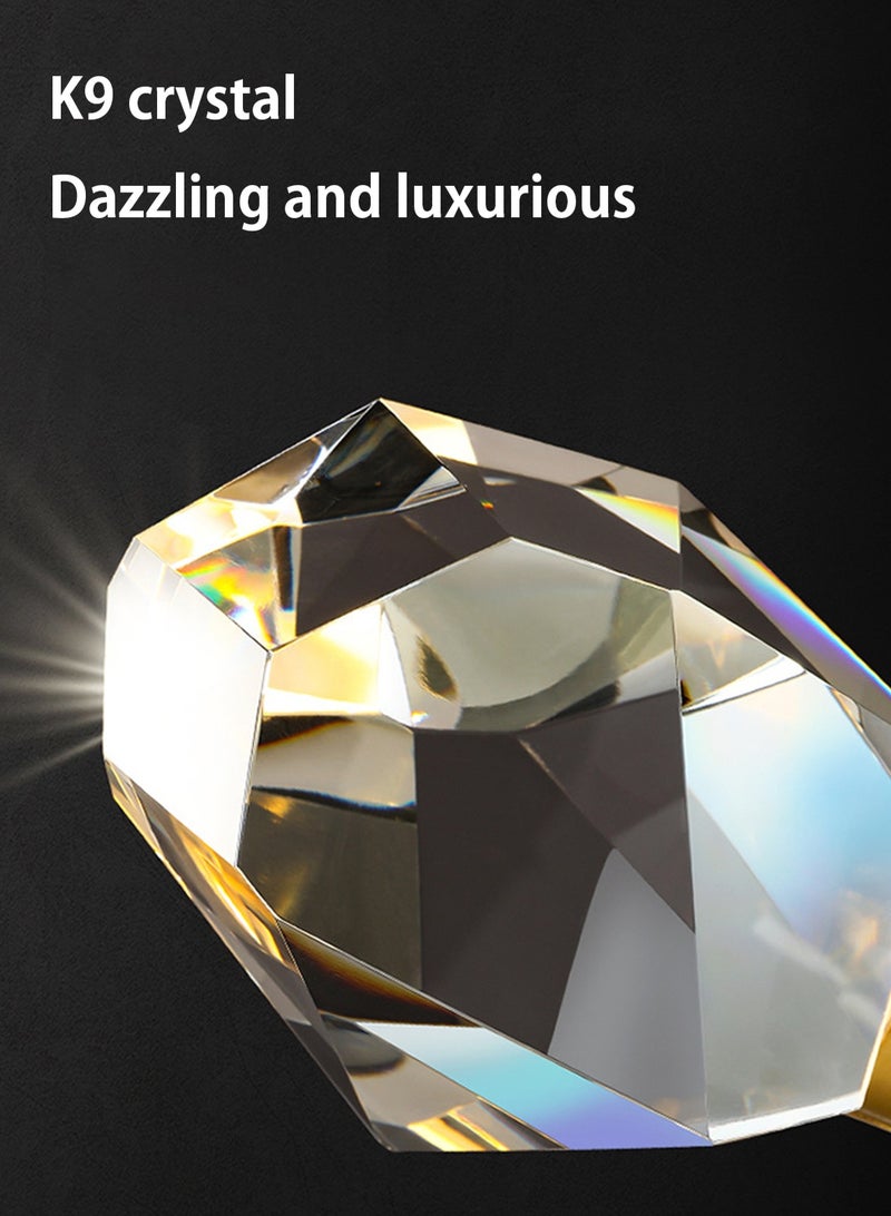 LOOPITYS Modern crystal chandelier, LED crystal chandelier (three color temperature 3000K-6000K, gold, diameter 10cm/3.9 inches, adjustable length 150cm), gold ceiling chandelier, suitable for kitchen, bedroom, dining room, living room - Image 5