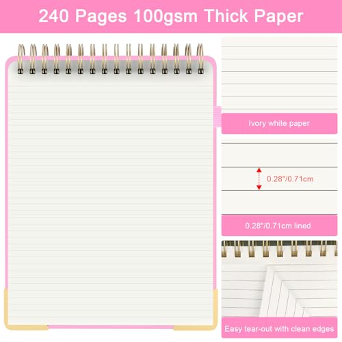 Mousbull Top Spiral Notebook, A4 Hardcover Top Bound Steno Pads, 240 Pages 100gsm College Ruled Left Handed Notebook Journal for Work, School, Meeting Writing - Pink, 8.5" x 11" - Image 4