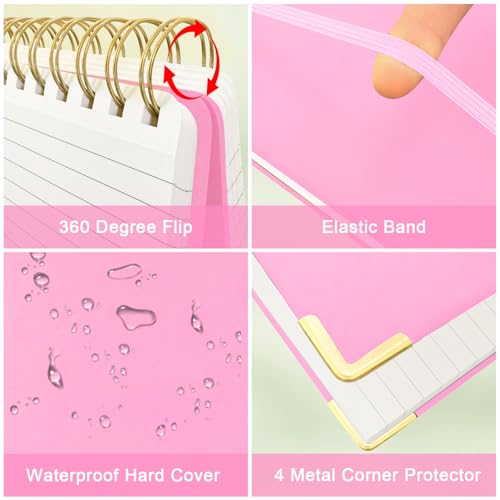 Mousbull Top Spiral Notebook, A4 Hardcover Top Bound Steno Pads, 240 Pages 100gsm College Ruled Left Handed Notebook Journal for Work, School, Meeting Writing - Pink, 8.5" x 11" - Image 2