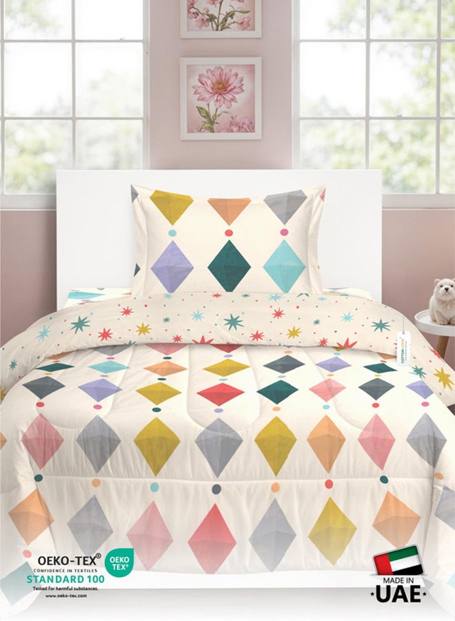 Cotton home طقم لحاف أطفال مكون من 3 قطع من القطن الفاخر يشمل ، 1 قطعة لحاف 135x220 سم ، 1 قطعة ملاءة مشدودة 90x200 سم ، و 1 قطعة غطاء وسادة 50x75+5 سم ، جواهر صغيرة - Image 5