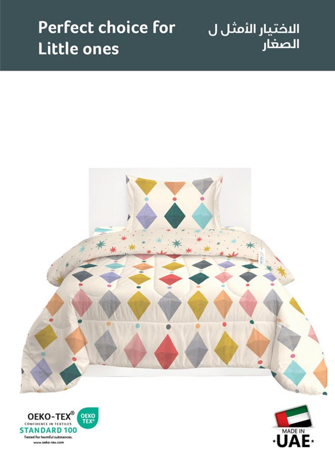 Cotton home طقم لحاف أطفال مكون من 3 قطع من القطن الفاخر يشمل ، 1 قطعة لحاف 135x220 سم ، 1 قطعة ملاءة مشدودة 90x200 سم ، و 1 قطعة غطاء وسادة 50x75+5 سم ، جواهر صغيرة - Image 2