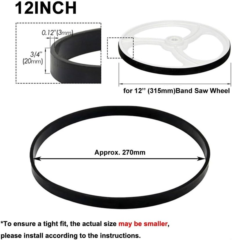 2 Pack BandSaw Rubber Tires Replacement Anti-Slip Rubber Rings For 8/9/10/12/14''Woodworking Band Saw Scroll Wheel Wear Resistant (for 12 Inch) - Image 3