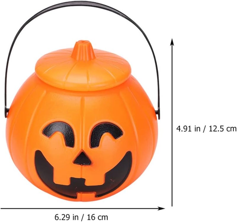 woobles Pumpkin Candy Pail Holder 1Pcs Plastic Pumpkin Bucket Halloween Pumpkin Basket with Lids Trick or Treat Candy Holders for Kids Halloween Party Supplies Witch Cauldron Pot 1PCS - Image 2