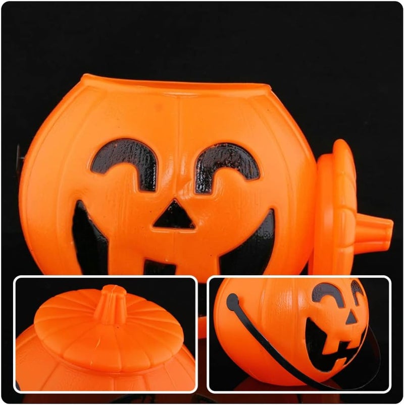woobles Pumpkin Candy Pail Holder 1Pcs Plastic Pumpkin Bucket Halloween Pumpkin Basket with Lids Trick or Treat Candy Holders for Kids Halloween Party Supplies Witch Cauldron Pot 1PCS - Image 4