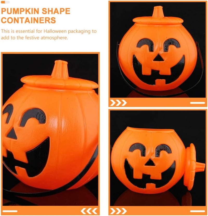 woobles Pumpkin Candy Pail Holder 1Pcs Plastic Pumpkin Bucket Halloween Pumpkin Basket with Lids Trick or Treat Candy Holders for Kids Halloween Party Supplies Witch Cauldron Pot 1PCS - Image 5
